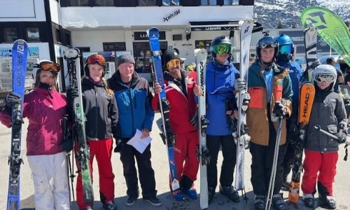 Exmouth Students stood with their ski gear.