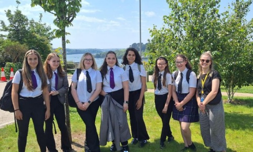 Students from ASAP stood with Plymouth Tamar Bridge in background