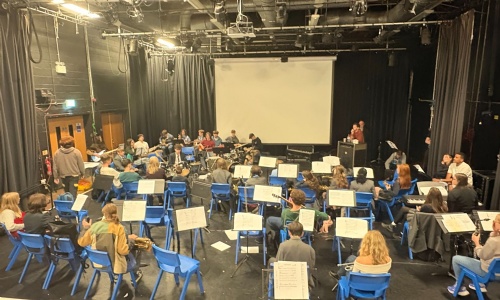 Lipson Jazz Band in a room warming up