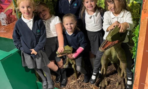 Pupils from Marine Academy Primary make friends with some baby dinosaurs