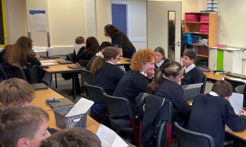 students from West Exe in workshop with Tom Palmer
