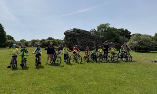 Group of students on their bikes