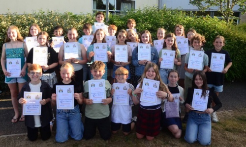 Group of students with their certificates